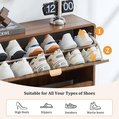 Compact Wooden Shoe Shelf