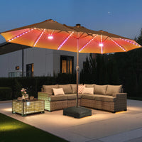 Khaki | RGB Colored lights Umbrella & Base