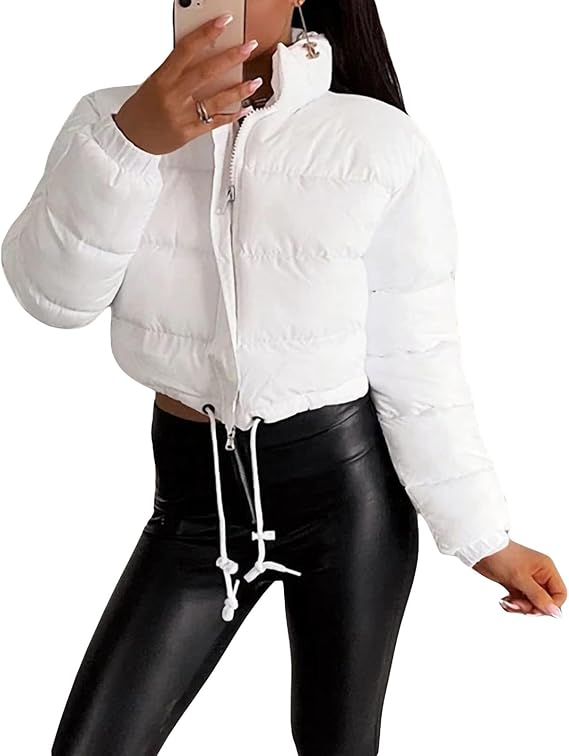 Women' s Cropped Quilted Puffer Jacket Coats